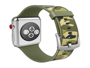 廠家定制適用于蘋果軍綠色迷彩硅膠表帶watch單色硅膠iwatch1/2/3/4代通用表帶現貨