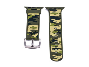 廠家定制適用于蘋果軍綠色迷彩硅膠表帶watch單色硅膠iwatch1/2/3/4代通用表帶現貨