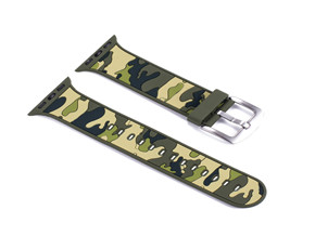 廠家定制適用于蘋果軍綠色迷彩硅膠表帶watch單色硅膠iwatch1/2/3/4代通用表帶現貨